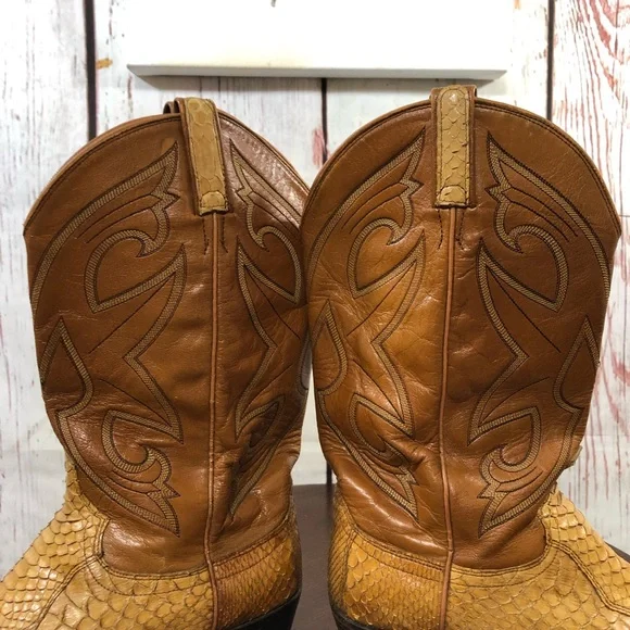Dan Post Men's Tan Exotic SnakeSkin & Leather Western Boots 11 - Picture 16 of 16